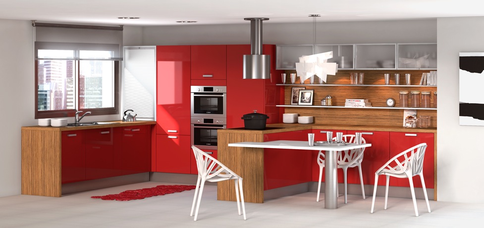 chaise de cuisine rouge en bois