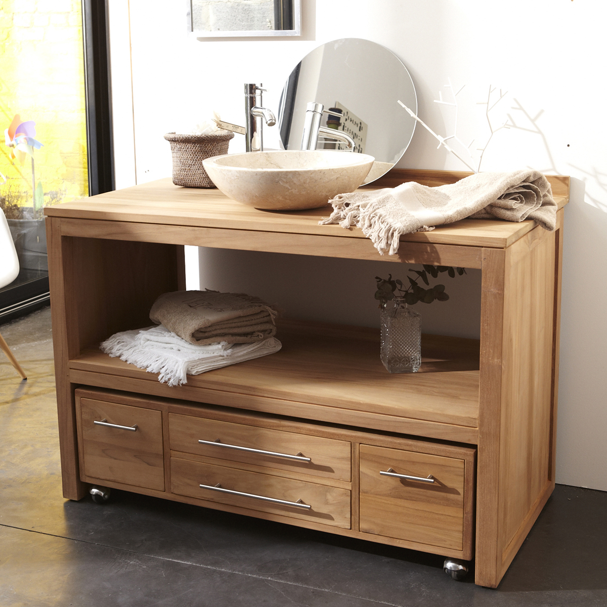 meuble salle de bain teck haut de gamme
