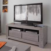 meuble tv bas en bois 2 tiroirs l140cm segur