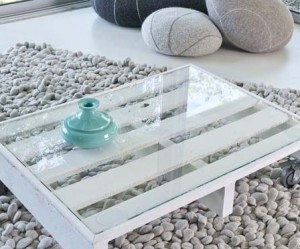 table basse palette verre