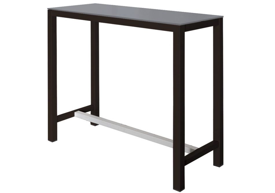 Table de bar rectangulaire en bois laqué avec rangements H100cm DYLAN port