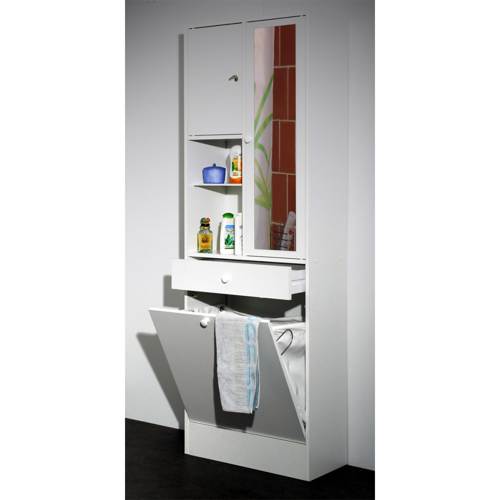 meuble bas salle de bain avec panier a linge