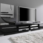 meuble tv haut noir laque