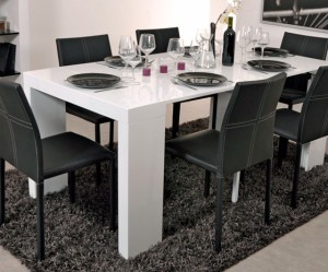 table console laquee blanc extensible