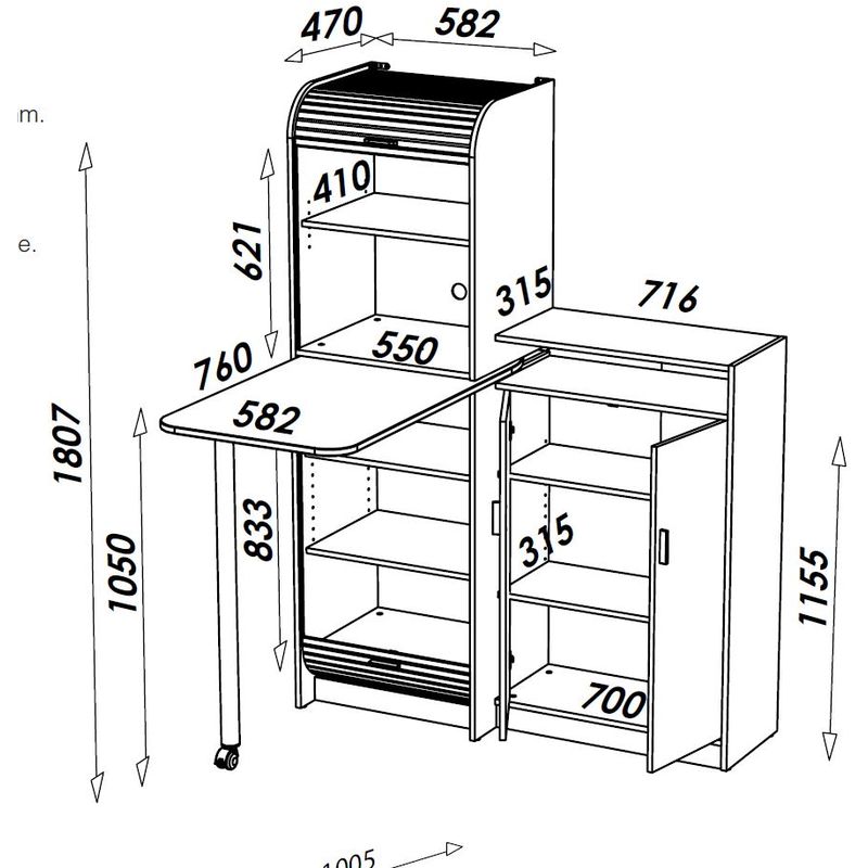 buffet de cuisine avec plateau de table pivotant