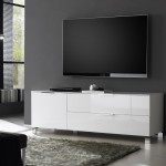 meuble tv haut blanc laque