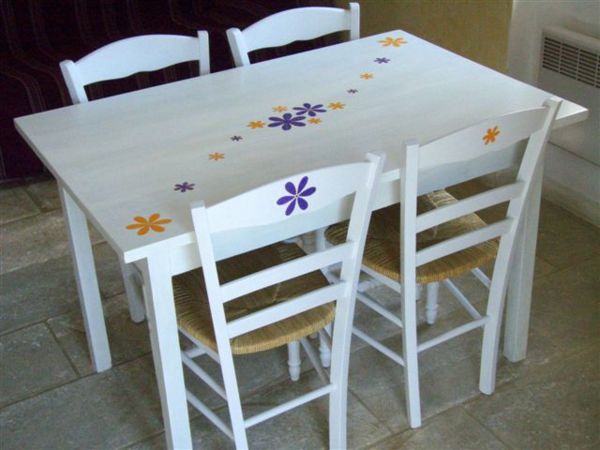 table et chaise de cuisine blanche