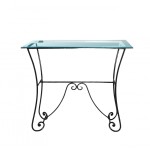 table console fer forge verre