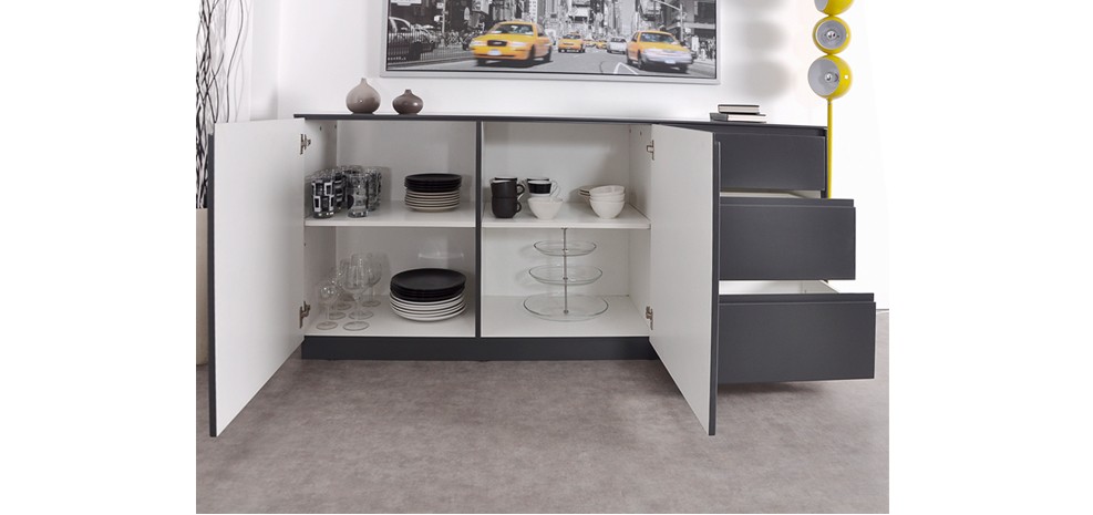 Buffet bas gris  Achat / Vente Buffet bas gris pas cher  Soldes* d’été