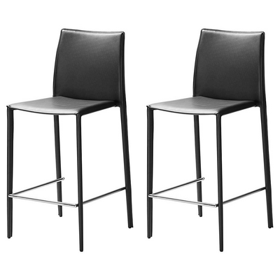 Chaises de cuisine / salle à manger noir en cuir recyclé JOANA (lot de 4) 