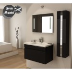 meuble haut salle de bain + noir laque