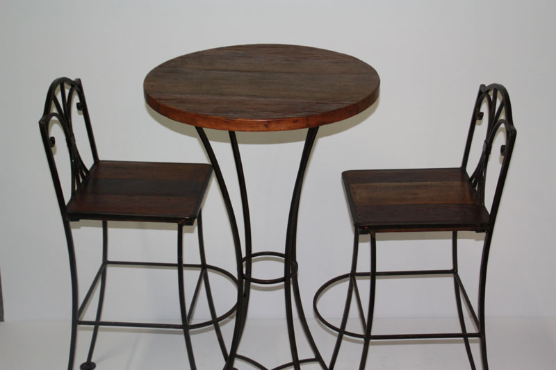 table de bar fer forge et bois