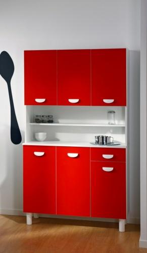 buffet de cuisine moderne 6 portes rouge italian