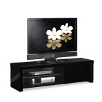 meuble tv bas noir laque