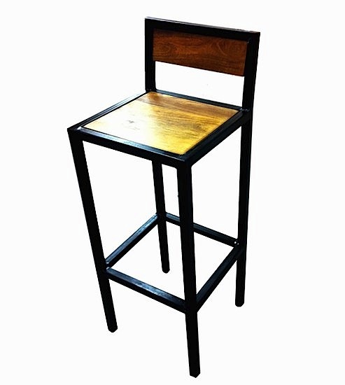 Tabouret de bar industriel 65cm gris vieilli lot de 2 FACTORY  Miliboo