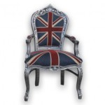 Chaise contemporaine bois massif et marqueterie Union Jack : Meubles et