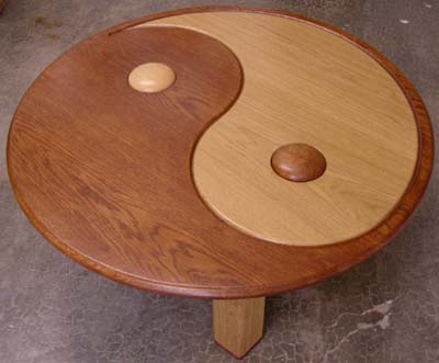 table basse ying yang bois