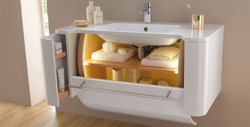 Meuble Salle De Bain Avec Porte Coulissante Et 2 Tiroirs - Armoire Verticale 59x29x105 Cm - Blanc - Étagères Réglables