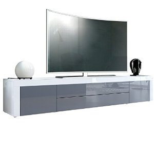 Meuble Tv bas moderne  gris bleu Collection MONDRIAN  Hellin