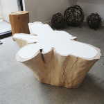 table de chevet tronc d'arbre