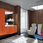 tapis salle de bain rond orange
