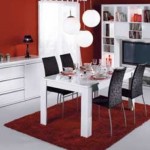 meuble salon rouge laque