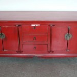 meuble salon rouge laque