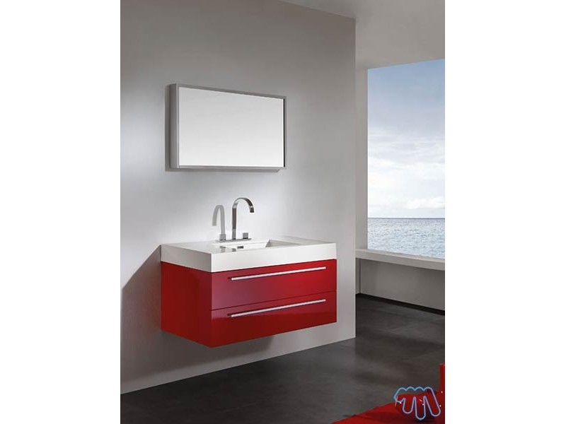 meuble salon rouge laque