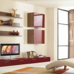 meuble salon rouge laque