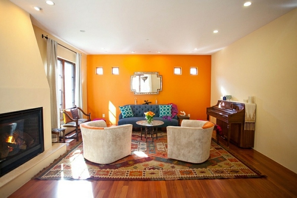 tapis salon orange