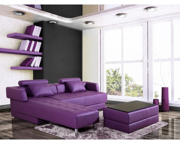 canapé cuir violet