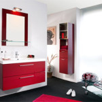 armoire salle de bain rouge