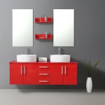 armoire salle de bain rouge