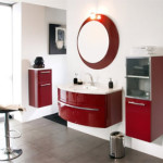 armoire salle de bain rouge