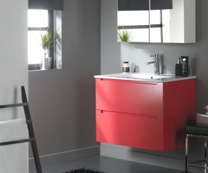 armoire salle de bain rouge