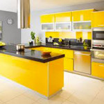 meuble de cuisine jaune quelle couleur pour les murs