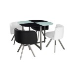 table a manger verre + 4 chaises corner