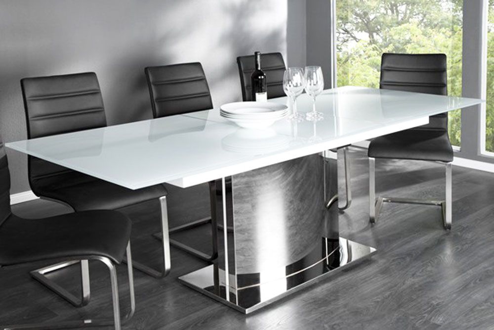 table a manger verre et acier