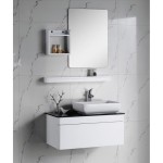 meuble bas salle de bain blanc laque