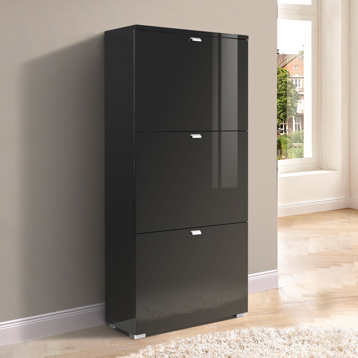 meuble chaussures noir laque