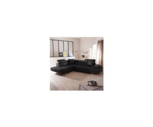 canape d'angle fixe cuir 7 places + tetieres reglables canyon