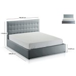 lit 2 personnes gris