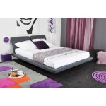 lit 2 personnes gris