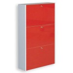 meuble chaussures rouge laque