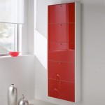 meuble chaussures rouge laque