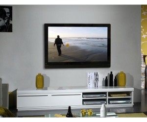 meuble tv haut blanc laque