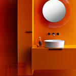 meuble vasque orange