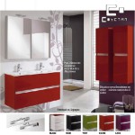 meuble bas salle de bain rouge