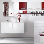 meuble bas salle de bain rouge