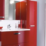 meuble bas salle de bain rouge